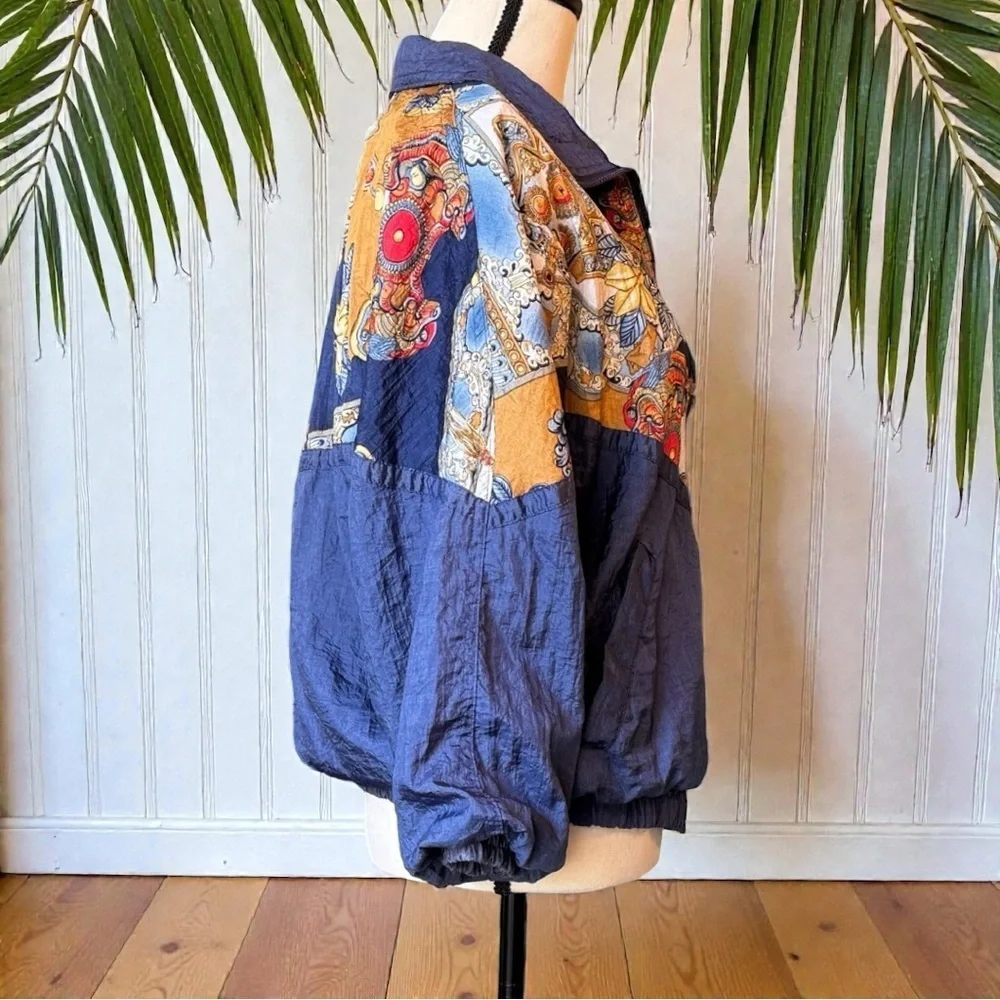 Vintage Misty Valley Sport Windbreaker Jacket – Blue Baroque Print – Early 90s - Picture 2 of 13